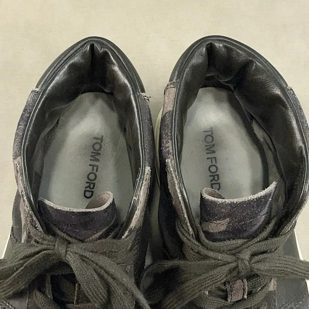 Tom Ford Camo Cambridge Hi Taupe Black Camouflage‎ Sneakers Men's Size 8.5